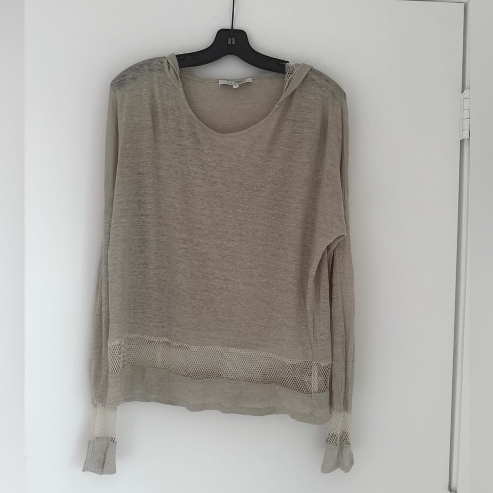 Alexis beige Long Sleeve top with hood